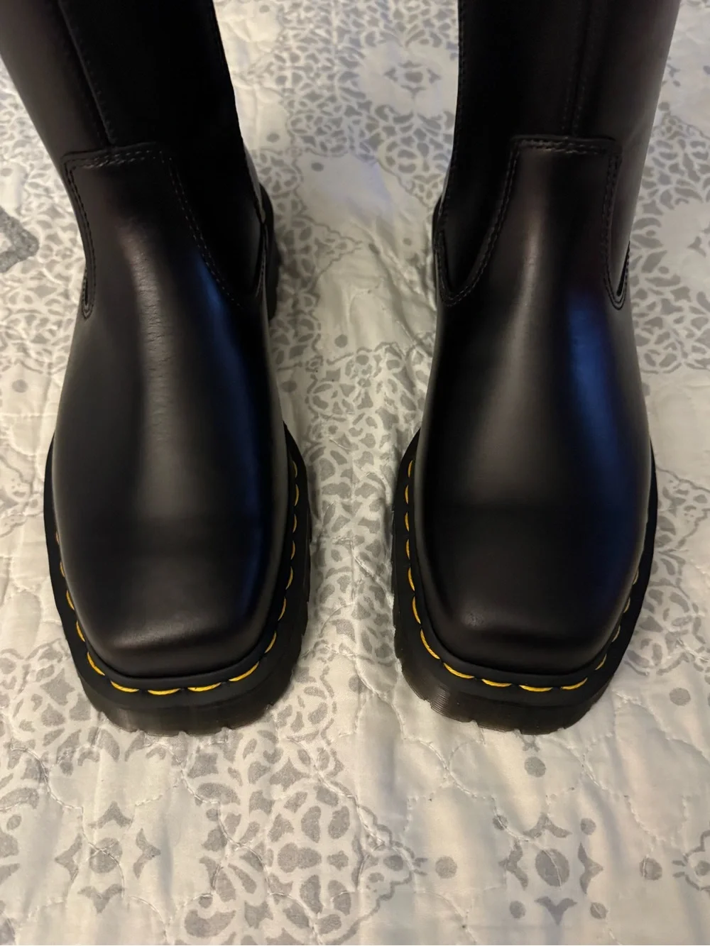 Dr. Marten Amaayah Knee High Leather Riding Boots, Size 9 US (Black)